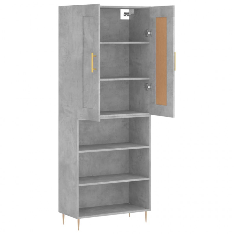 Witrynka, szarość betonu 69,5x34x180 cm materiał drewnopochodny