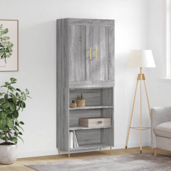 Witrynka szary dąb sonoma 69,5x34x180cm materiał drewnopochodny