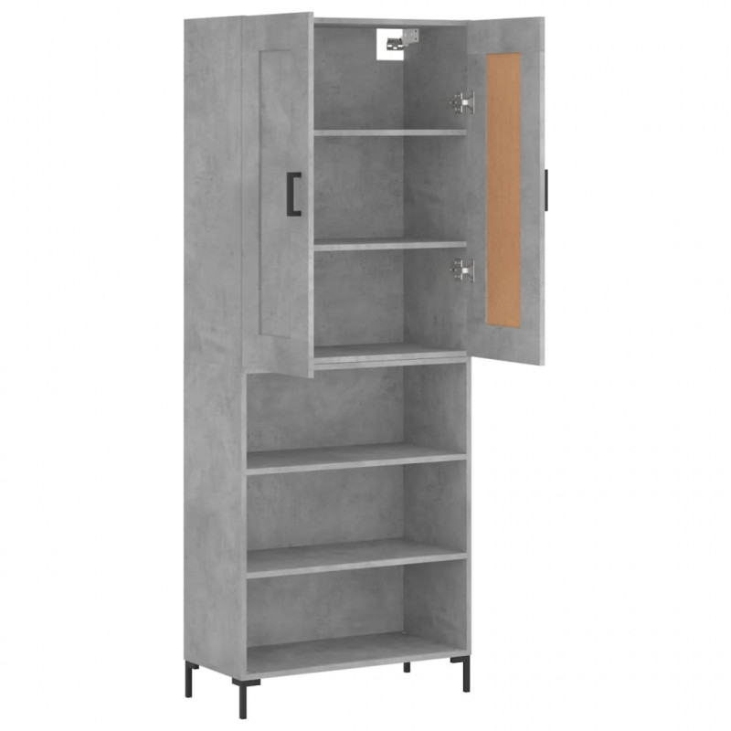 Witrynka, szarość betonu 69,5x34x180 cm materiał drewnopochodny