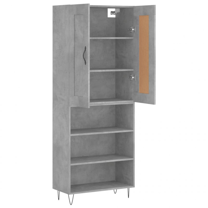 Witrynka, szarość betonu 69,5x34x180 cm materiał drewnopochodny
