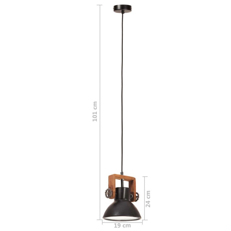 Industrialna lampa wisząca, 25 W, czarna, okrągła, 19 cm, E27