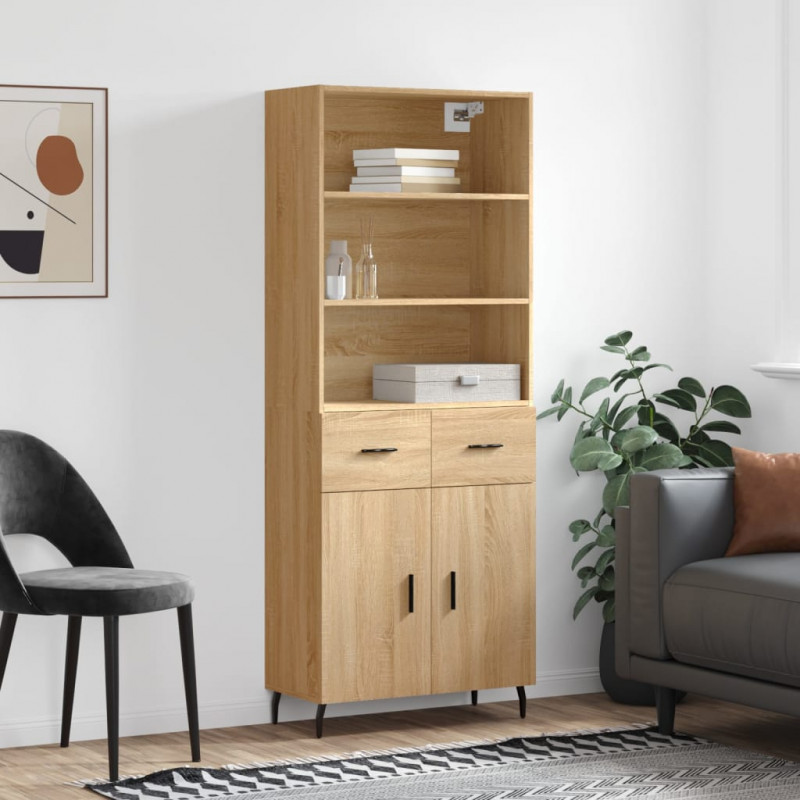 Witrynka, dąb sonoma, 69,5x34x180 cm, materiał drewnopochodny