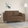 2-osobowa sofa z poduszkami, brązowa, 120 cm, tkanina