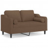 2-osobowa sofa z poduszkami, brązowa, 120 cm, tkanina
