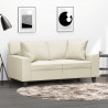 2-osobowa sofa z poduszkami, kremowa, 120 cm, sztuczna skóra