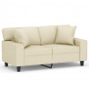 2-osobowa sofa z poduszkami, kremowa, 120 cm, sztuczna skóra