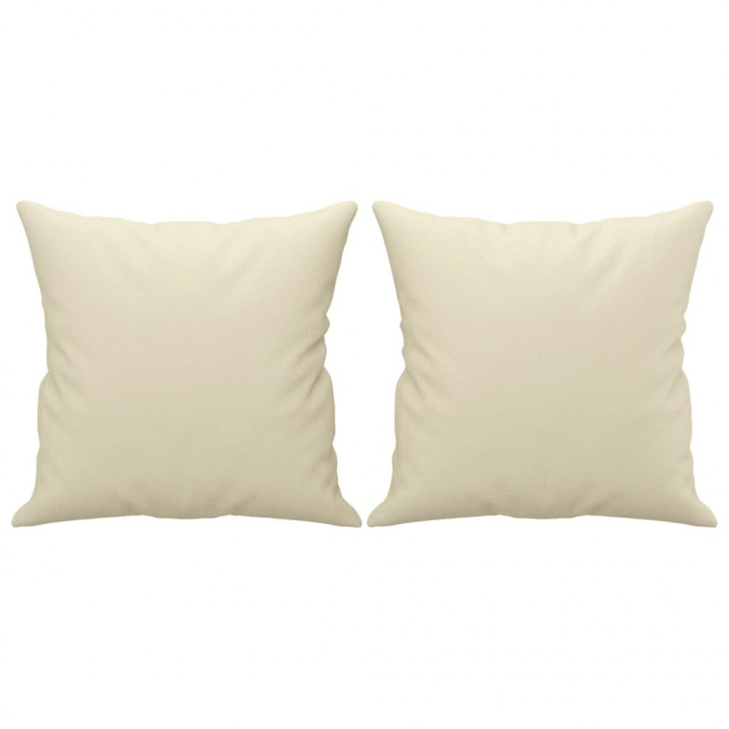 2-osobowa sofa z poduszkami, kremowa, 120 cm, sztuczna skóra