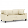 2-osobowa sofa z poduszkami, kremowa, 140 cm, sztuczna skóra