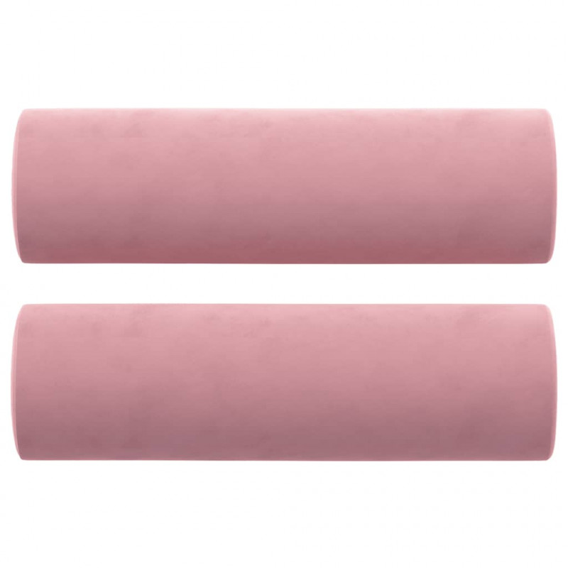2-osobowa sofa z poduszkami, różowa, 120 cm, aksamit