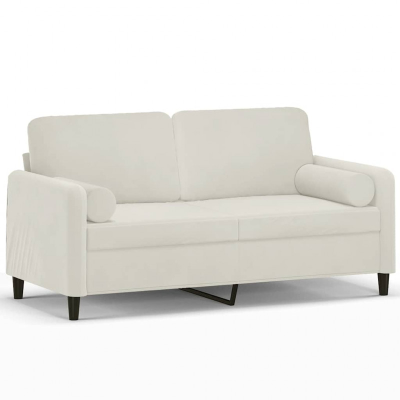 2-osobowa sofa z poduszkami, kremowa, 140 cm, aksamit
