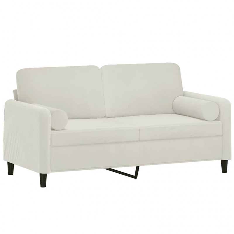 2-osobowa sofa z poduszkami, kremowa, 140 cm, aksamit
