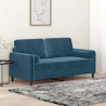 2-osobowa sofa z poduszkami, niebieska, 140 cm, aksamit
