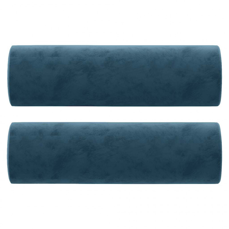 2-osobowa sofa z poduszkami, niebieska, 140 cm, aksamit