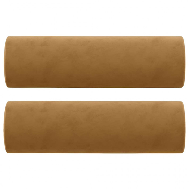 3-osobowa sofa z poduszkami, brązowa, 180 cm, aksamit