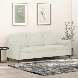 3-osobowa sofa z poduszkami, kremowa, 180 cm, aksamit