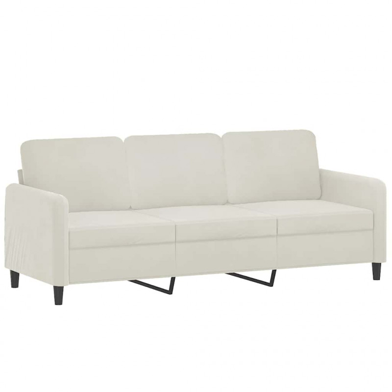 3-osobowa sofa z poduszkami, kremowa, 180 cm, aksamit