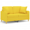 2-osobowa sofa z poduszkami, jasnożółta, 120 cm, tkanina
