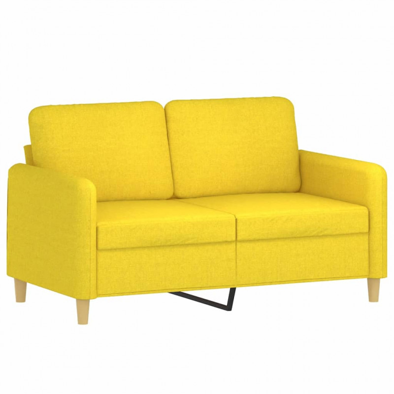 2-osobowa sofa z poduszkami, jasnożółta, 120 cm, tkanina