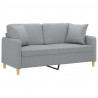2-osobowa sofa z poduszkami, jasnoszara, 140 cm, tkanina