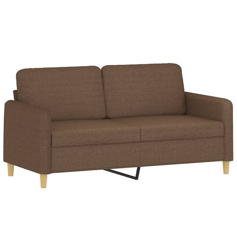 2-osobowa sofa z poduszkami, brązowa, 140 cm, tkanina