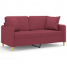 2-osobowa sofa z poduszkami, winna czerwień, 140 cm, tkanina