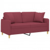 2-osobowa sofa z poduszkami, winna czerwień, 140 cm, tkanina
