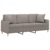 3-osobowa sofa z poduszkami, kolor taupe, 180 cm, tkanina