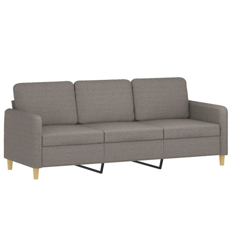 3-osobowa sofa z poduszkami, kolor taupe, 180 cm, tkanina