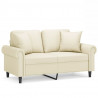 2-osobowa sofa z poduszkami, kremowa, 120 cm, sztuczna skóra