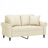 2-osobowa sofa z poduszkami, kremowa, 120 cm, sztuczna skóra