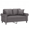 2-osobowa sofa z poduszkami, szara, 120 cm, sztuczna skóra