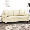 2-osobowa sofa z poduszkami, kremowa, 140 cm, sztuczna skóra