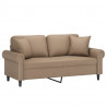 2-osobowa sofa z poduszkami, cappuccino, 140 cm, sztuczna skóra