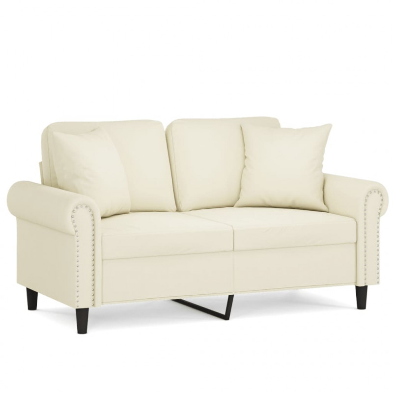 2-osobowa sofa z poduszkami, kremowa, 120 cm, aksamit
