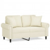 2-osobowa sofa z poduszkami, kremowa, 120 cm, aksamit