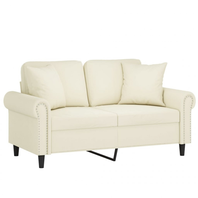 2-osobowa sofa z poduszkami, kremowa, 120 cm, aksamit
