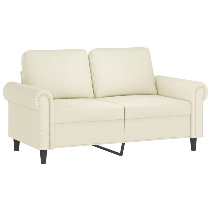 2-osobowa sofa z poduszkami, kremowa, 120 cm, aksamit