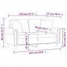 2-osobowa sofa z poduszkami, kremowa, 120 cm, aksamit