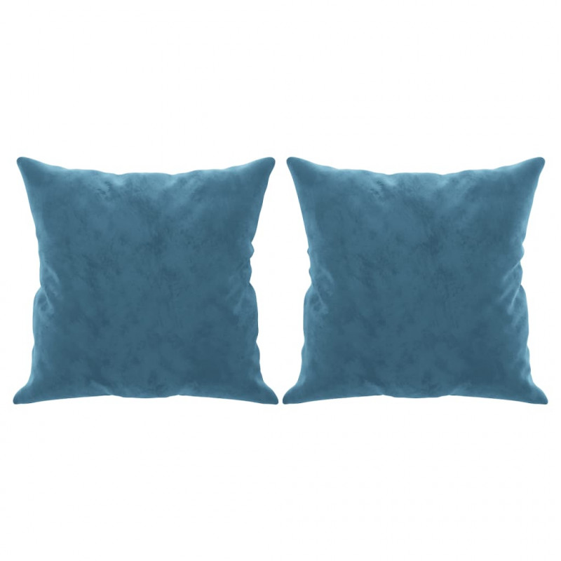 2-osobowa sofa z poduszkami, niebieska, 120 cm, aksamit