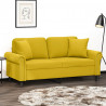 2-osobowa sofa z poduszkami, żółta, 140 cm, aksamit