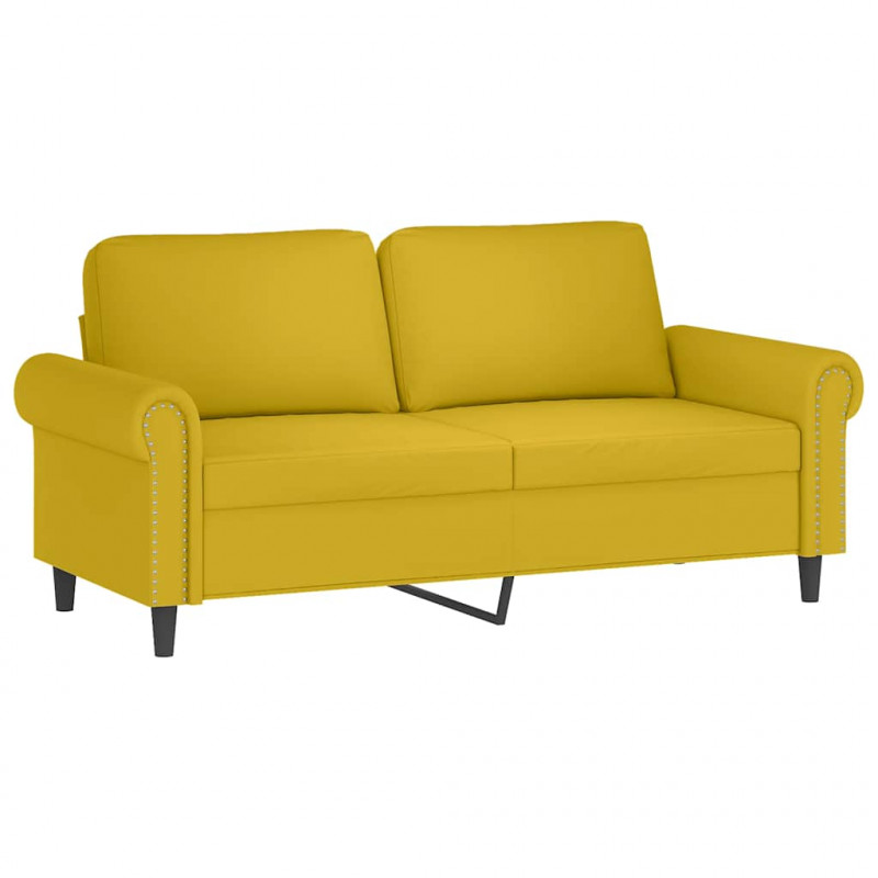 2-osobowa sofa z poduszkami, żółta, 140 cm, aksamit