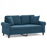 2-osobowa sofa z poduszkami, niebieska, 140 cm, aksamit