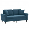 2-osobowa sofa z poduszkami, niebieska, 140 cm, aksamit