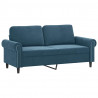2-osobowa sofa z poduszkami, niebieska, 140 cm, aksamit