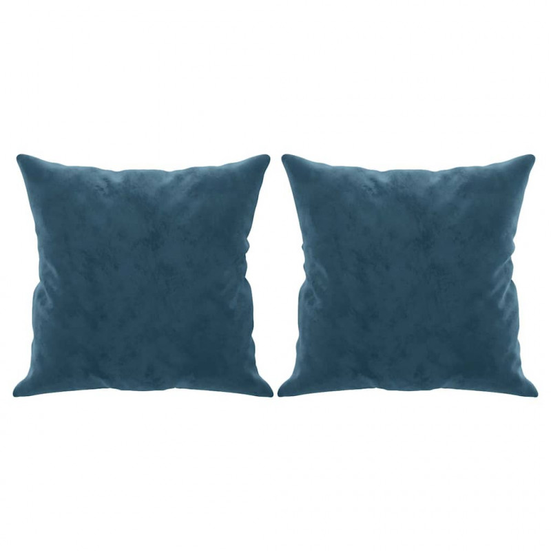 2-osobowa sofa z poduszkami, niebieska, 140 cm, aksamit