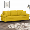 3-osobowa sofa z poduszkami, żółta, 180 cm, aksamit
