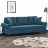 3-osobowa sofa z poduszkami, niebieska, 180 cm, aksamit