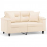 2-osobowa sofa z poduszkami, beżowa, 120 cm, mikrofibra