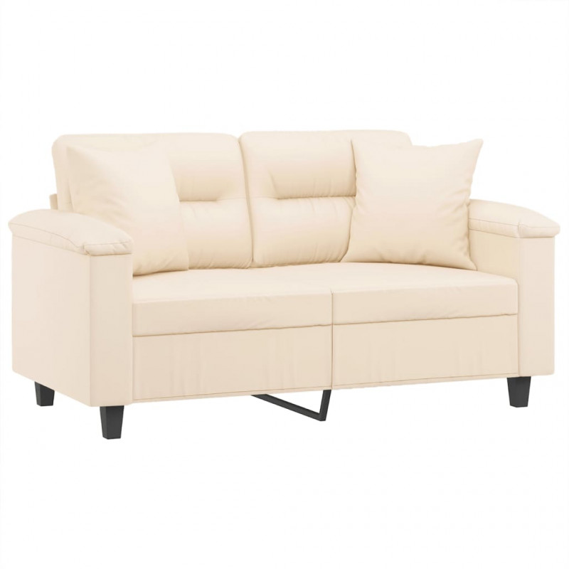 2-osobowa sofa z poduszkami, beżowa, 120 cm, mikrofibra