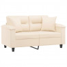 2-osobowa sofa z poduszkami, beżowa, 120 cm, mikrofibra
